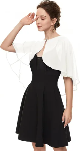Vista 3 de Chales de gasa suave para cubrir la capa de vestido de noche de boda, para mujer