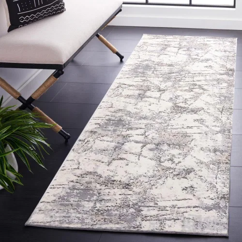 Vista 11 de SAFAVIEH Eternal Collection ETL218A - Alfombra de pasillo, 2 pies 2 pulgadas x 8 pies, marfil y gris, diseño abstracto moderno, no desprende pelusa