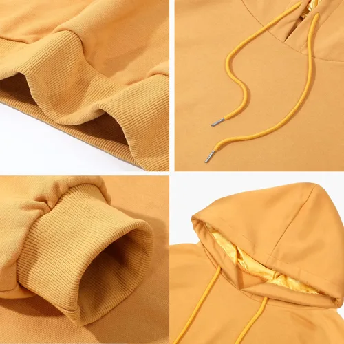 Vista 4 de Sudadera con capucha de satén para mujer, casual, de manga larga, de satén, sin botones, sudadera con capucha