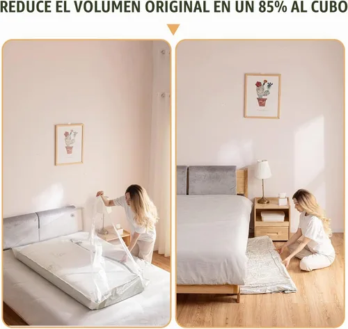 Vista 7 de Bolsa de vacío para colchón, bolsas de almacenamiento al vacío de 86 x 39 pulgadas, bolsas de vacío de gran tamaño, bolsas reutilizables
