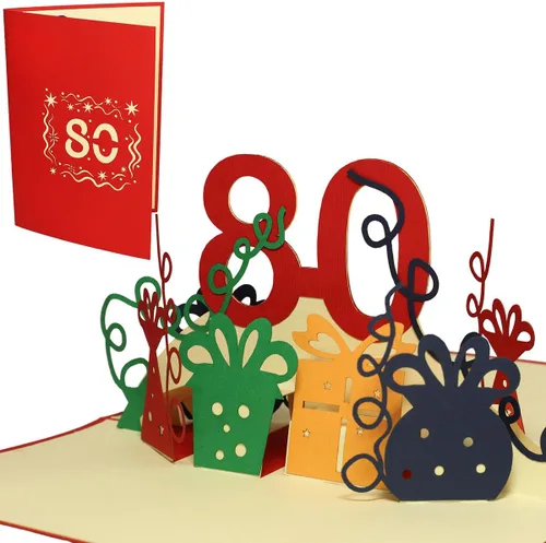 Vista 5 de LINPOPUP® Tarjeta emergente, tarjeta de felicitación 3D emergente, cumpleaños, invitación de cumpleaños, felicitaciones, mejores deseos, 80