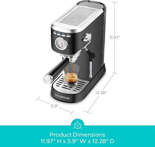 Vista 7 de CASABREWS CM5418 Máquina de café expreso, cafetera espresso con varita de Negro