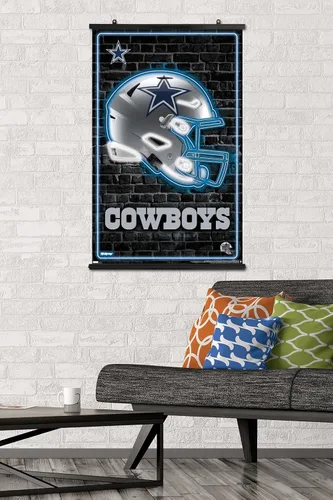 Vista 2 de Trends International NFL Dallas Cowboys - Póster de pared con casco neón 23, 34 pulgadas de largo x 22.4 pulgadas, paquete de póster y clip