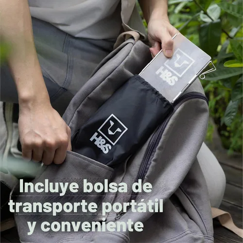 Vista 4 de H&S Parabrisas plegable para estufa de campamento – Parabrisas de estufa de campamento para acampar al aire libre – 10 placas de aluminio