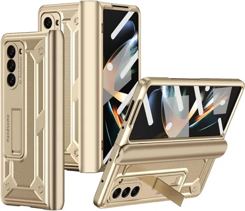 Vista 10 de Miimall Funda para Samsung Galaxy Z Fold 5 con protección de bisagra, protector de pantalla incorporado Kickstand Funda protectora de PC de cuerpo