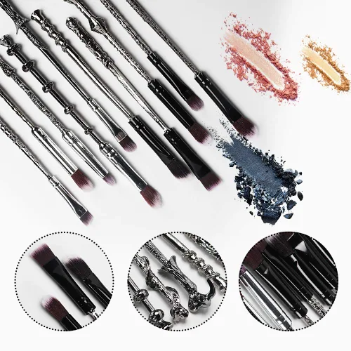 Vista 7 de Juego de brochas de maquillaje con varita, juego de 10 brochas de maquillaje para mujer de ARALOR