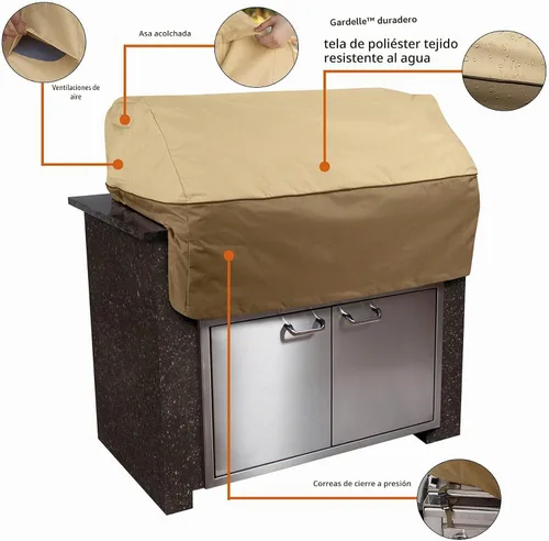 Vista 4 de Cubierta Classic Accessories para barbacoa empotrada, modelo Veranda Island , XS, Pebble
