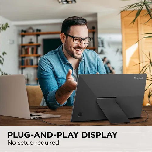 Vista 3 de ViewSonic VA1653 - Monitor portátil de 16 pulgadas 1080p FHD IPS con cuidado de los ojos, soporte incorporado, USB C, Mini HDMI y estuche protector.