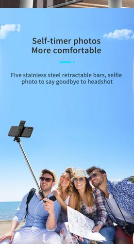 Vista 9 de Trípode selfie stick con luz de relleno, 40 pulgadas extensible y portátil estable trípode para selfie stick con control remoto inalámbrico Negro