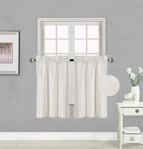 Vista 13 de Elegant Home - Cortina de 2 paneles para ventanas, aislante, panel corto, 28 pulgadas de ancho x 36 pulgadas de largo, cada una para cocina, baño