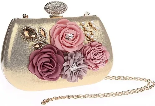 Vista 5 de Bolso de mano para mujer bolso de noche bolso de boda banquete fiesta bolso de mano dorado color A talla única talla única