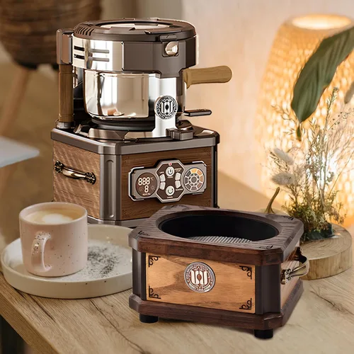 Vista 6 de Cafetera, cafetera de goteo con diseño de aspecto de madera cruda, función de lavado de té, temperatura ajustable del agua