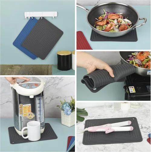 Vista 6 de Salvamanteles de silicona para platos calientes, ollas y sartenes, almohadillas calientes para cocina, soportes redondos de silicona para ollas