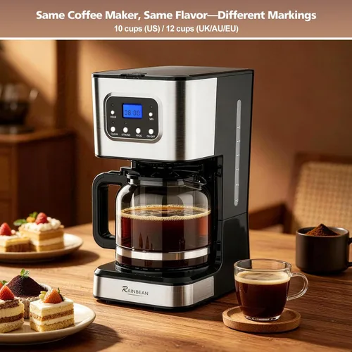 Vista 3 de Cafetera programable de 10 tazas, cafetera de goteo para el hogar