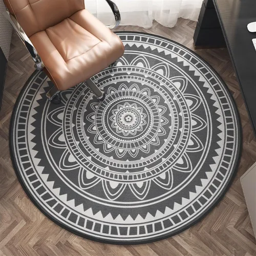 Vista 9 de Tapete redondo para silla de piso de madera dura, lavable, antideslizante, protector de suelo para sillas rodantes, sala de estar, dormitorio, gris