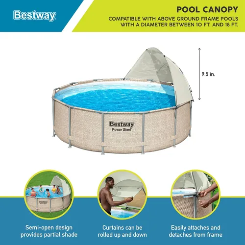 Vista 9 de Bestway Parasol para piscina Compatible con piscinas redondas sobre el suelo de entre 10 y 18 pies de diámetro