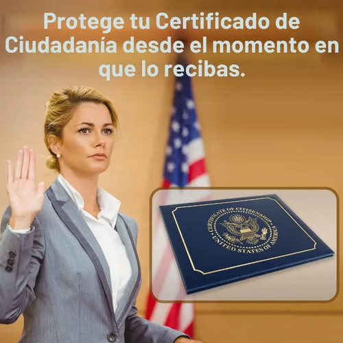 Vista 2 de Portacertificados de Ciudadanía de EE. UU. Regalos de Ciudadanía de EE. UU. Funda acolchada para certificado de naturalización con cubierta.