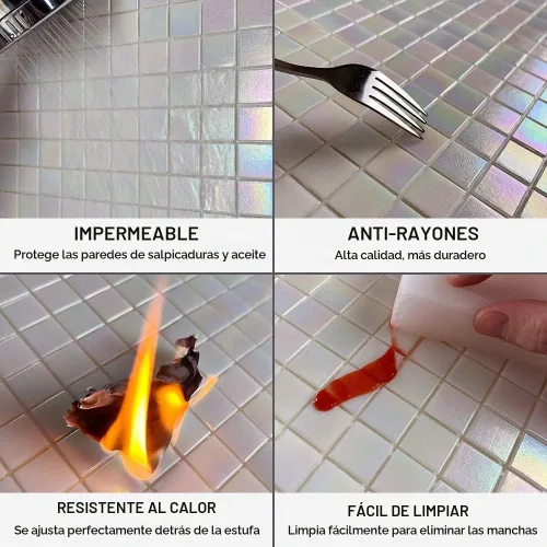 Vista 3 de DICOFUN Mosaico de vidrio blanco de 40 hojas para cocina y baño, azulejos de mosaico de vidrio blanco de 6.6 x 6.6 pulgadas Rainbow blanco