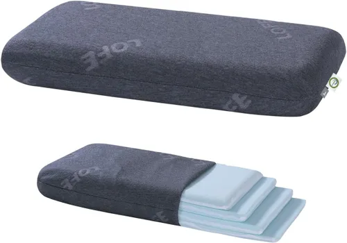 Vista 9 de Almohada ajustable de espuma viscoelástica fina – 4 alturas de 1.2 a 4.8 pulgadas, almohada cervical para aliviar el dolor de cuello, almohada