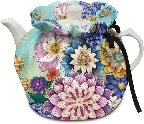 Vista 32 de DISNIMO Funda de tetera aislada a prueba de polvo con diseño floral de colibrí, para mantener el calor, accesorios decorativos, colcha