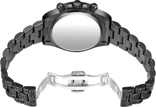 Vista 5 de Gosasa Reloj de pulsera de cuarzo analógico de acero inoxidable con esfera colorida y diamantes de lujo