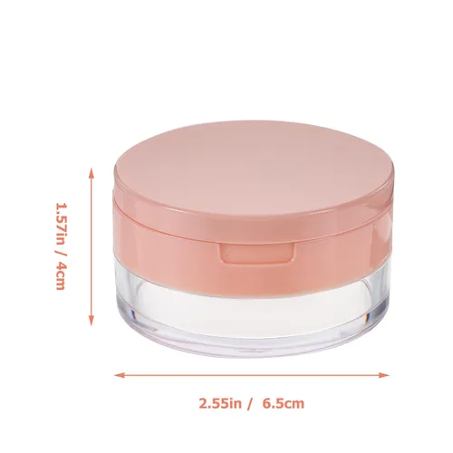 Vista 2 de SOLUSTRE Estuche de polvo vacío con espejo de soplo, contenedor de polvo suelto de doble capa, contenedor de maquillaje portátil para viajes y uso