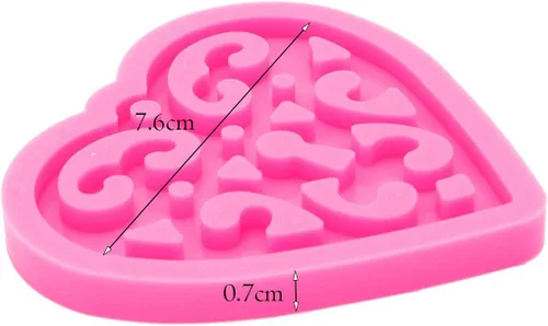 Vista 6 de Moldes de resina de corazón superbrillantes con patrón decorativo para hacer collares, joyería, molde de silicona, llavero de resina, llavero