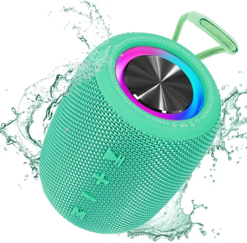 Vista 11 de Altavoz Bluetooth portátil, altavoz inalámbrico BT5.3 de 20W con diafragmas de graves, luces LED multimodos dinámicos, IPX6 resistente al agua