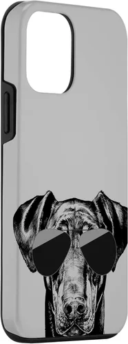 Vista 3 de iPhone 12 mini Doberman Pinscher Dog con funda para gafas de sol