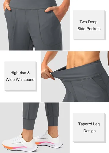 Vista 4 de Soothfeel - Pantalones deportivos para mujer con bolsillos de cremallera y cintura alta, pantalones deportivos para entrenamiento y yoga