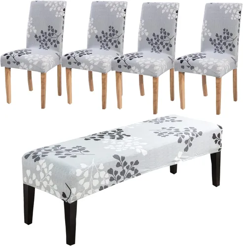 Vista 41 de CRFATOP 4 Piezas de Fundas Elásticas para Silla de Comedor con Funda para Banco Fundas Impresas para Silla de Comedor Fundas para Cojín de Asiento
