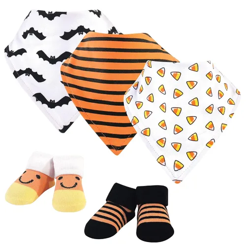 Vista 40 de Hudson Baby Conjunto de babero y calcetines unisex de algodón para bebé, Tamaño único Chica Calabaza