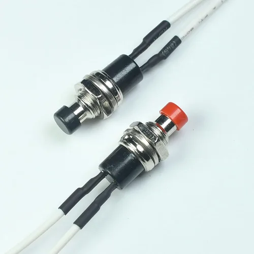 Vista 2 de Interruptores de botón mini redondos de 0.276 in, 1A y 250 VCA, 2 pines SPST ON Off Interruptor de botón momentáneo con cables pre-soldados