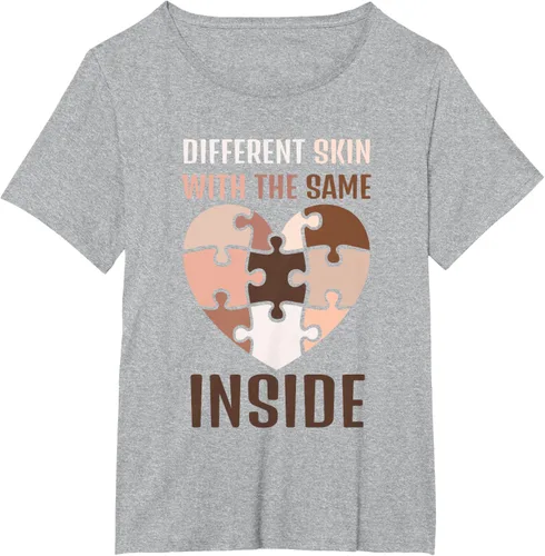 Vista 51 de Camiseta con texto en inglés "Black History Month Different Skin With The Same Love Inside