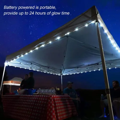 Vista 2 de JMEXSUSS Cuerda de luces LED de 100 luces LED que funcionan con pilas, resistente al agua, 33 pies, 8 modos, luces de batería al aire libre