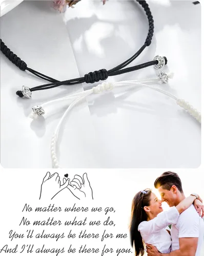 Vista 5 de Jeka Pulseras a juego para parejas, promesa de distancia, novio, novia, novio y novia, pulseras para parejas