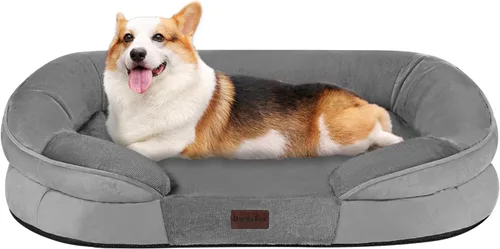 Vista 14 de Dwanton - Cama ortopédica para perros medianos con espuma de gel de memoria, sofá impermeable para perros, cama lavable para mascotas con cojín