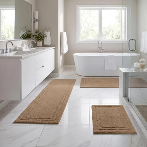 Vista 65 de Superior Cotton Washable Bath Rug, Non Slip Runner, 1 Piece Set, Black Absorbent Combed Cotton Bath Rug Runner or Rug Set, Bathroom Vanity or
