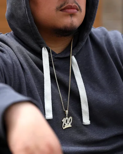 Vista 5 de Collar de hip hop tipo cadena cubana con Emoji 100, 3 mm, 30", dorada, para hombre