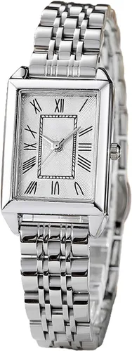 Vista 7 de Relojes de oro de lujo para mujer, reloj de pulsera rectangular vintage, esfera con números romanos, relojes de cuarzo analógicos