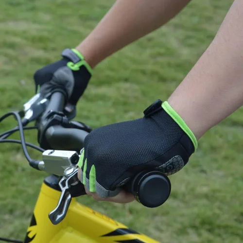 Vista 5 de HuwaiH Guantes de ciclismo para hombresmujeres, antideslizantes, amortiguadores, guantes de ciclismo con almohadilla de gel de medio dedo, guantes