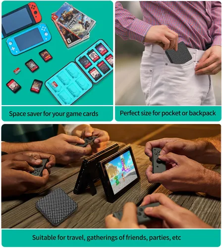 Vista 6 de Switch Game Case Holder - 2 Pack Mini Game Organizer Small Portable Traveler Gift Accessories with 24 Cartridge Slots and 24 Micro SD Card Storage