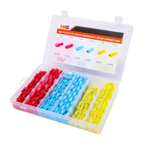 Vista 21 de HKS 150 Piezas Conectores de Desconexión Rápida de Espada Hembra de Nylon - Azul 16-14 AWG Kit de Conectores de Cable Eléctrico - Cobre Estañado
