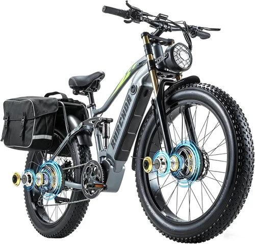 Vista 10 de 2026 AWD Electric Bike for Adults Dual Motor 5000W/3000W/1500W Peak 40MPH/32MPH Fast Ebike, Up to 70 /90 /160 Miles Long Range, 26" Full Suspension