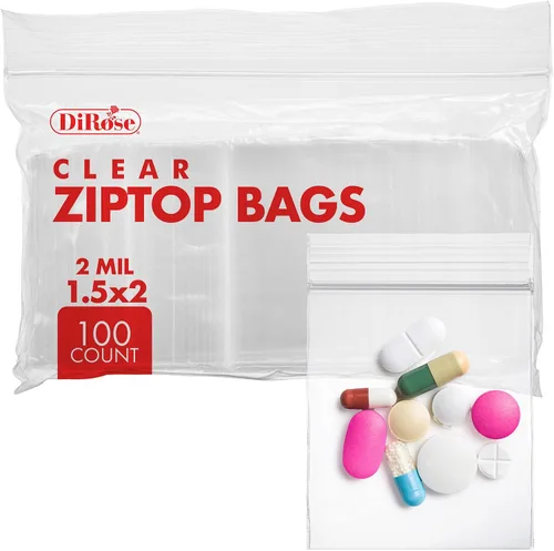 Vista 22 de DiRose Paquete de 1000 bolsas de plástico transparentes con cierre de 2 mil de 1 x 1 pulgada, cierre superior resellable para almacenamiento