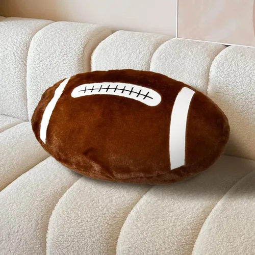 Vista 11 de Paquete de 2 almohadas de béisbol de felpa, suaves y esponjosas redondas con forma de béisbol para habitación de niños, decoración de sofá y cama