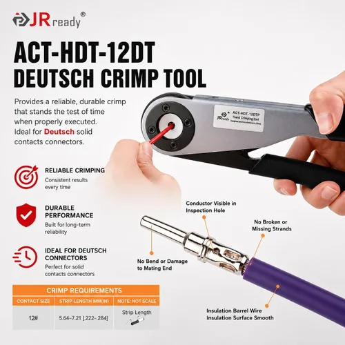 Vista 4 de JRready ST6361 Kit de conectores Deutsch, conector impermeable automotriz DTP de 2 y 4 vías, conectores macho hembra DTHD de 1 pin con herramienta