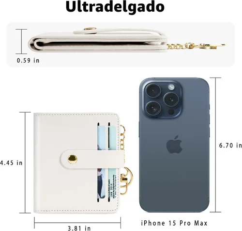 Vista 4 de Airkit Billeteras pequeñas para mujer, con bloqueo RFID, de cuero, con ventana de identificación, carteras para tarjetas para mujer, con monedero