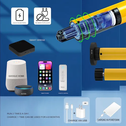 Vista 5 de Persianas Zebra/ Enrollables Motorizadas con Control Remoto (Persianas de Ventana) con Batería Recargable. Compatible con Hogar Inteligente: App