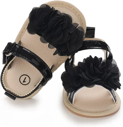 Vista 3 de Timatego Sandalias de verano para bebés y niñas, suela suave antideslizante con flores, zapatos de vestir para cuna